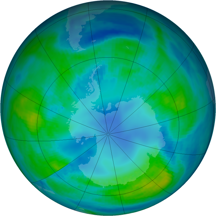 Antarctic ozone map for 28 April 1987